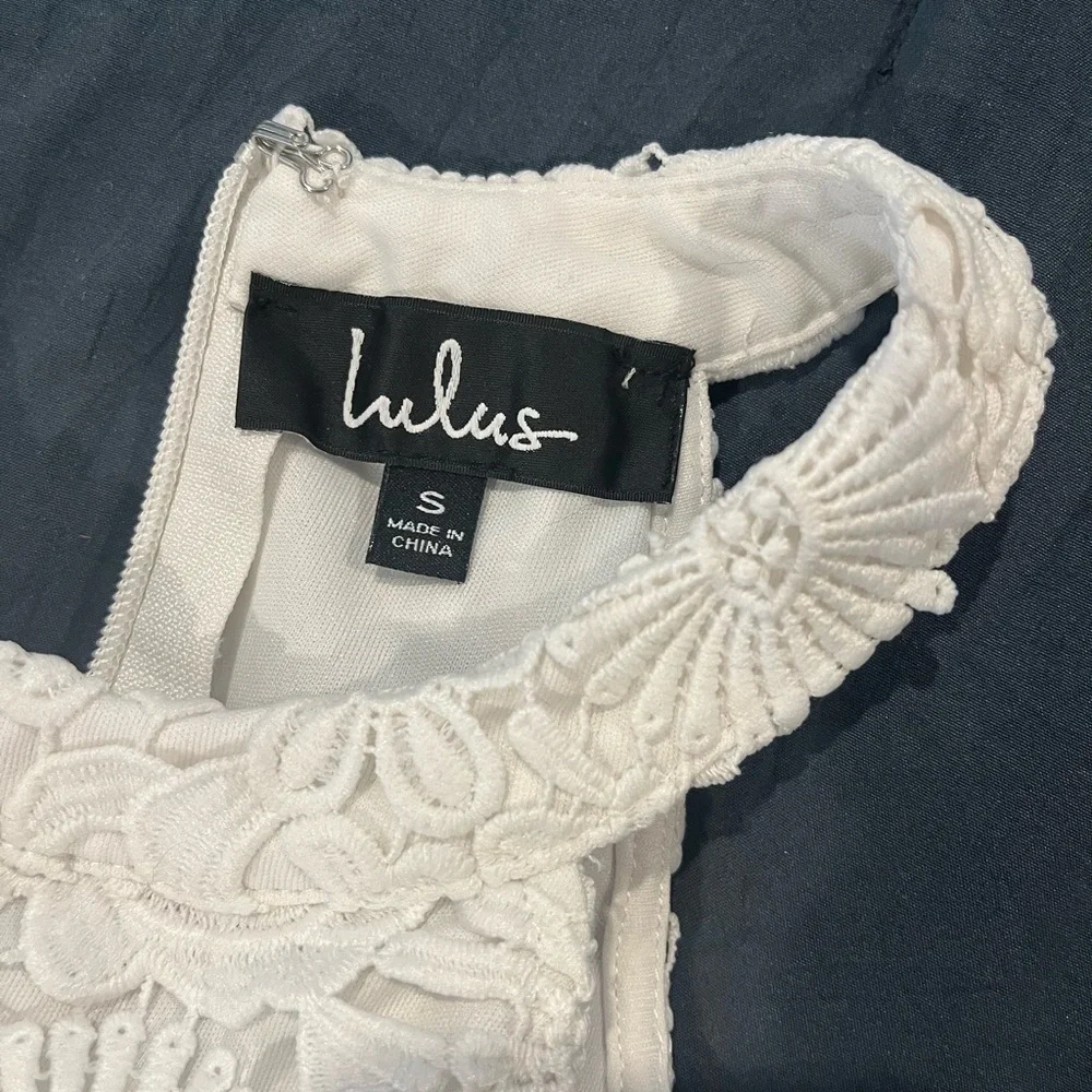 Lulu's White Floral Lace Mini Dress - Picture 3 of 3